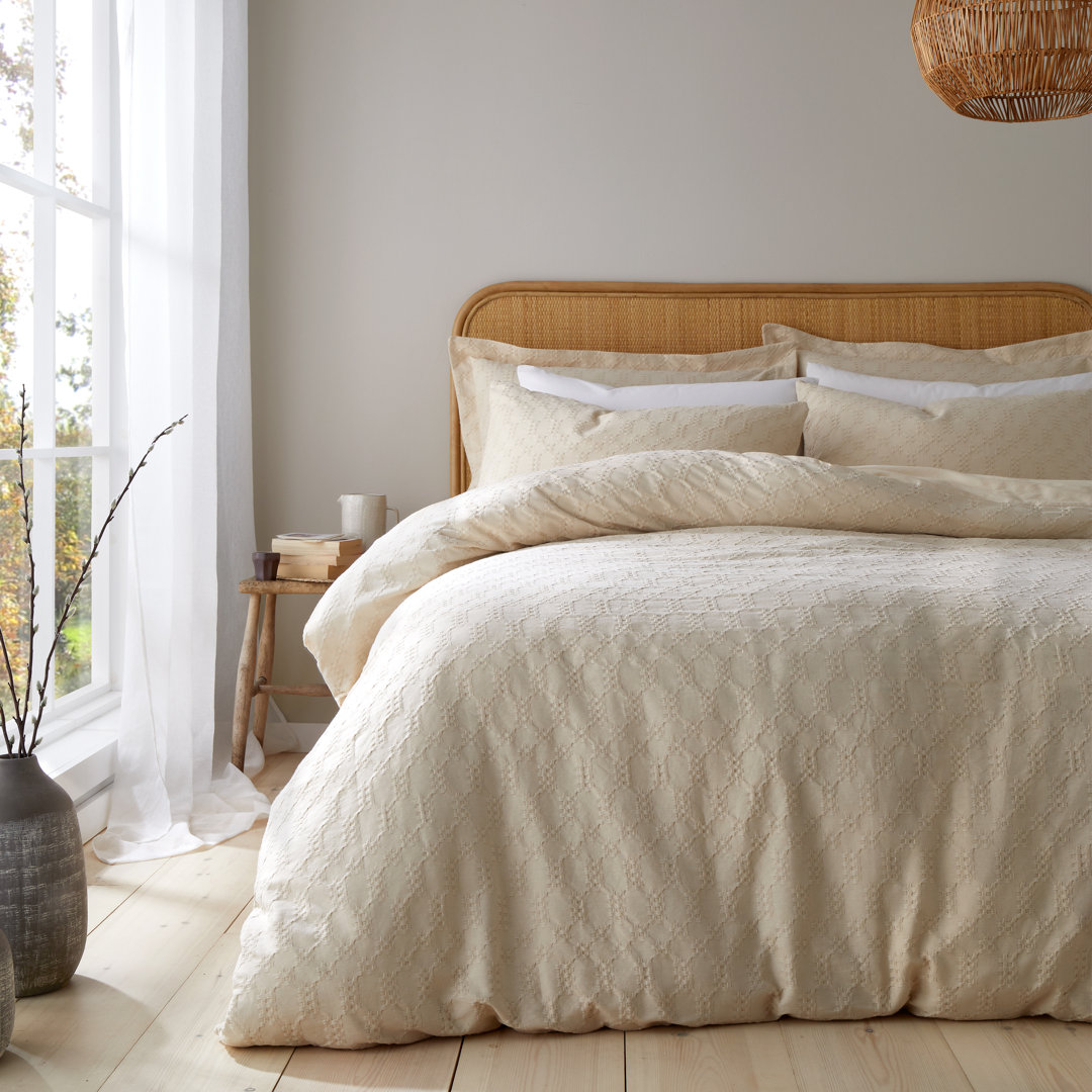 Bianca Cotton Waffle Cotton Circle 100% Cotton Duvet Cover Set with Pillowcases White Super King Duvet Cover + 2 Standard Pillowcases